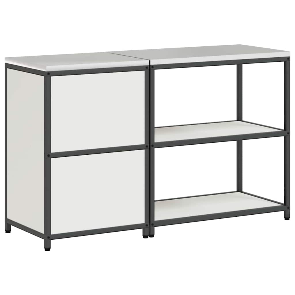 Küchenlager-Set 2 pcs Weiß 150 x 50 x 92 cm Kaltgewalzter Stahl