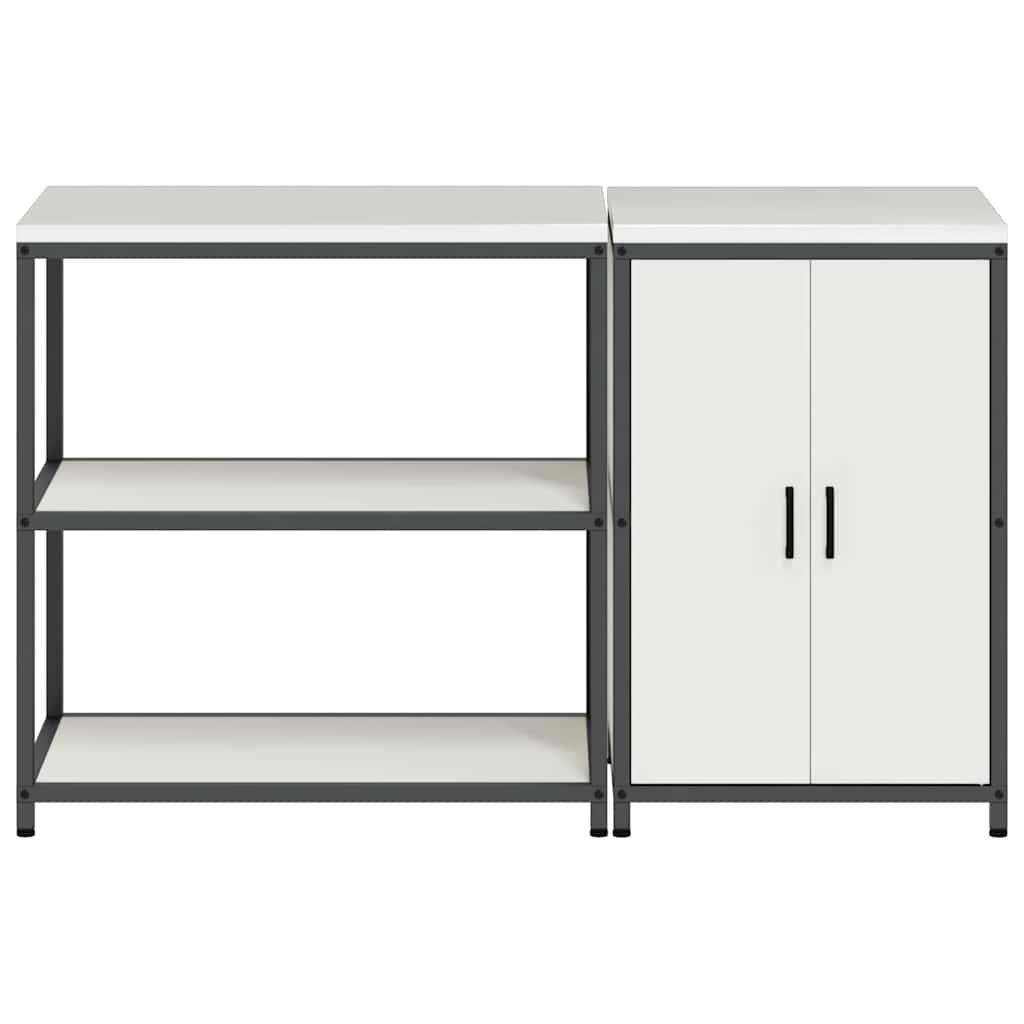Küchenlager-Set 2 pcs Weiß 150 x 50 x 92 cm Kaltgewalzter Stahl