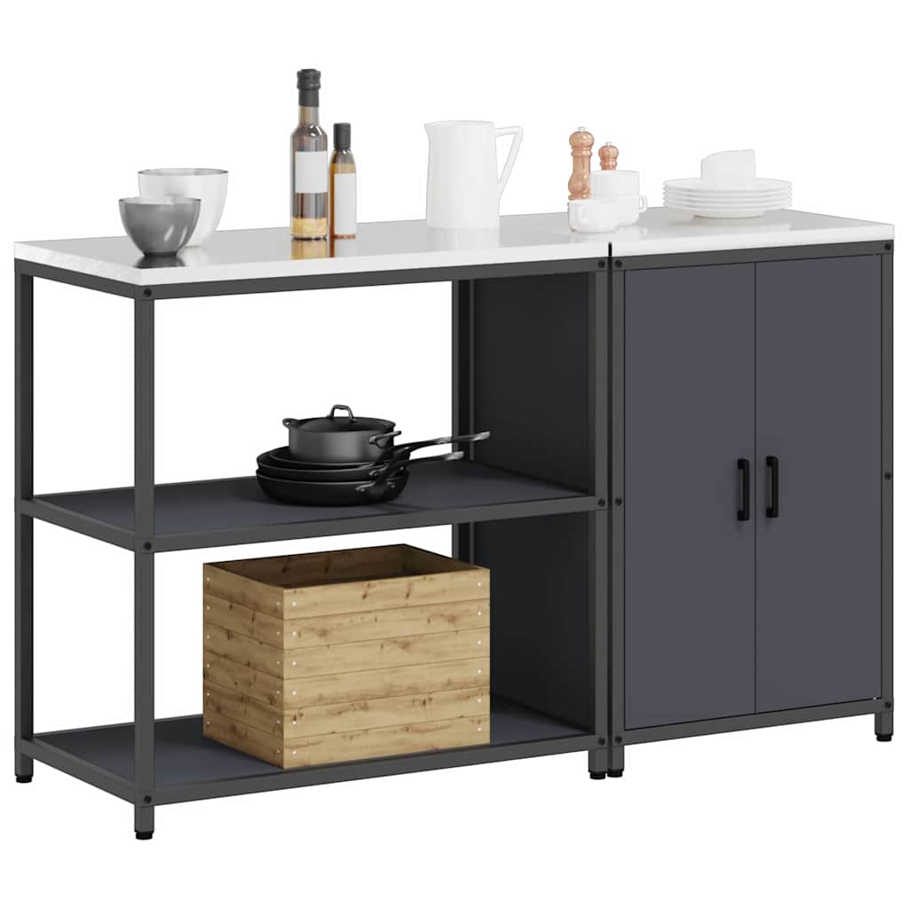 Küchenlager-Set mit Regal 2 pcs Anthrazit 150 x 50 x 92 cm
