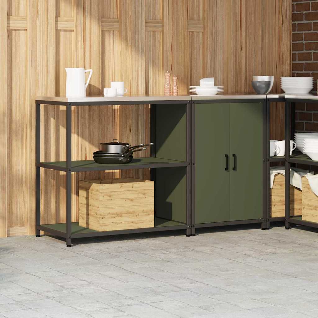 Küchenlager-Set mit Regal 2 pcs Olive Grün 150 x 50 x 92 cm