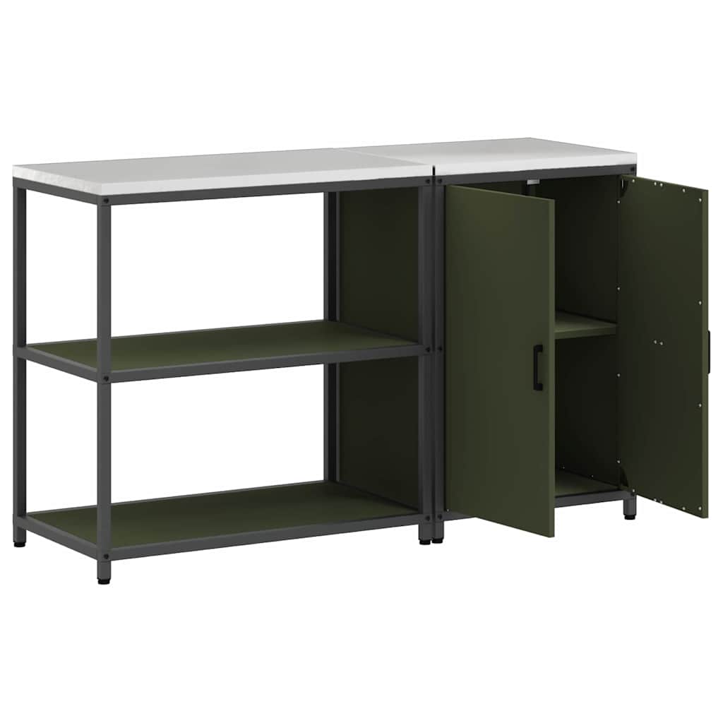 Küchenlager-Set mit Regal 2 pcs Olive Grün 150 x 50 x 92 cm