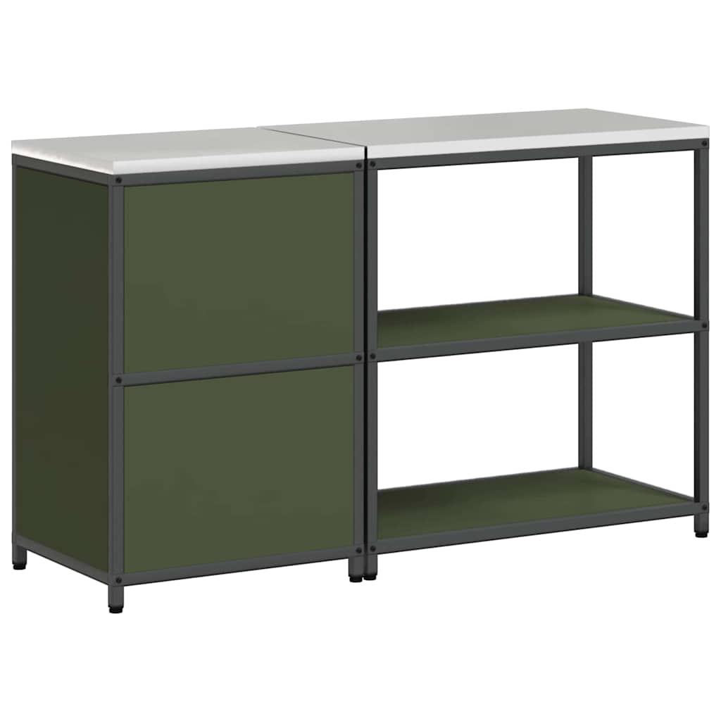 Küchenlager-Set mit Regal 2 pcs Olive Grün 150 x 50 x 92 cm