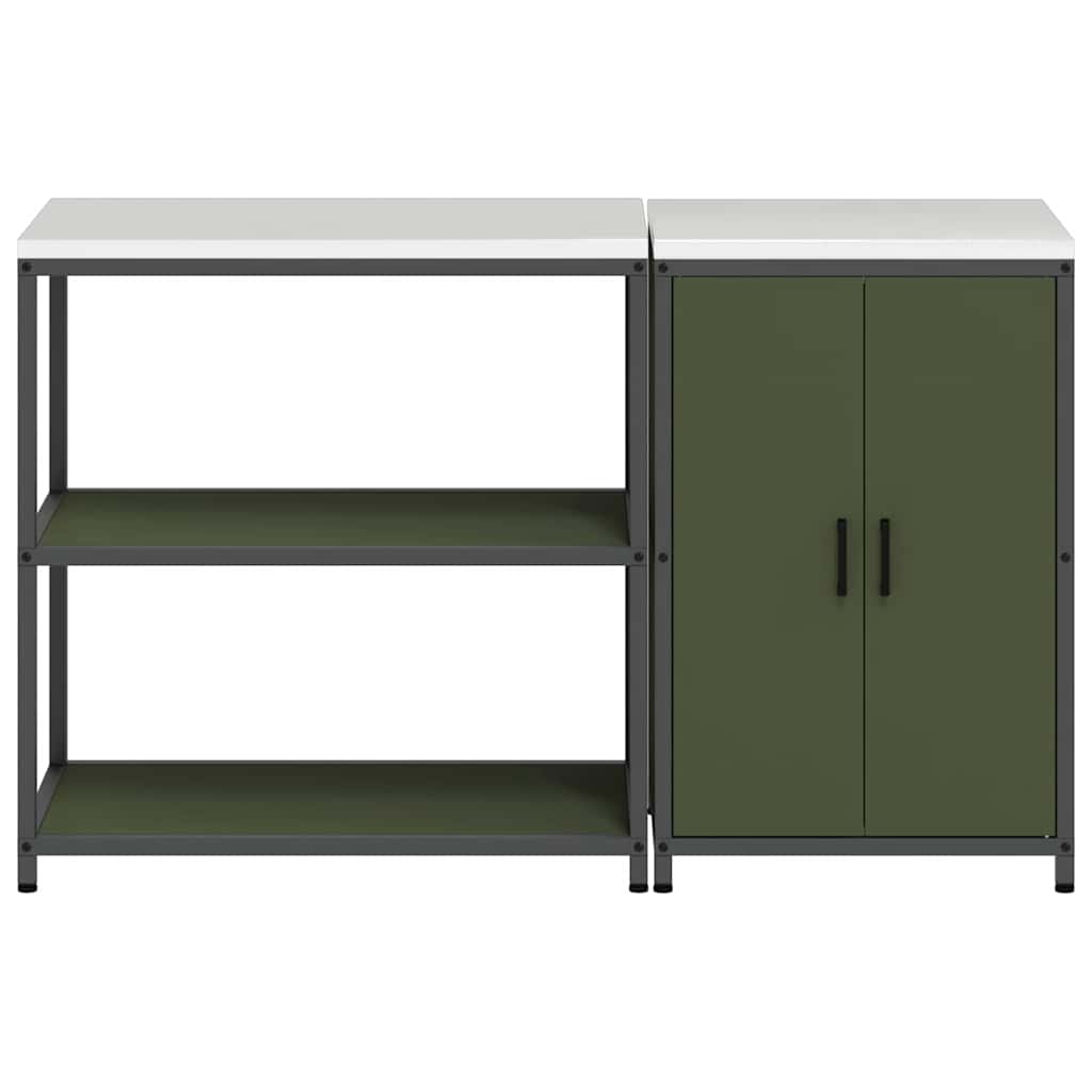Küchenlager-Set mit Regal 2 pcs Olive Grün 150 x 50 x 92 cm