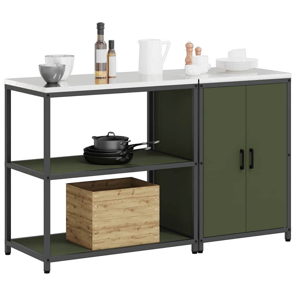 Küchenlager-Set mit Regal 2 pcs Olive Grün 150 x 50 x 92 cm