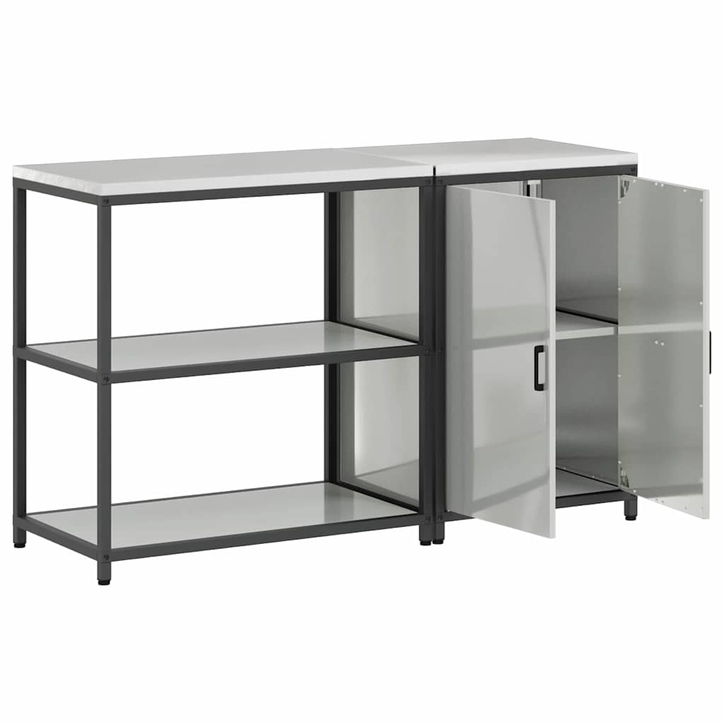 Küchenlager-Set 2 pcs Silber 150 x 50 x 92 cm Verzinkter Stahl