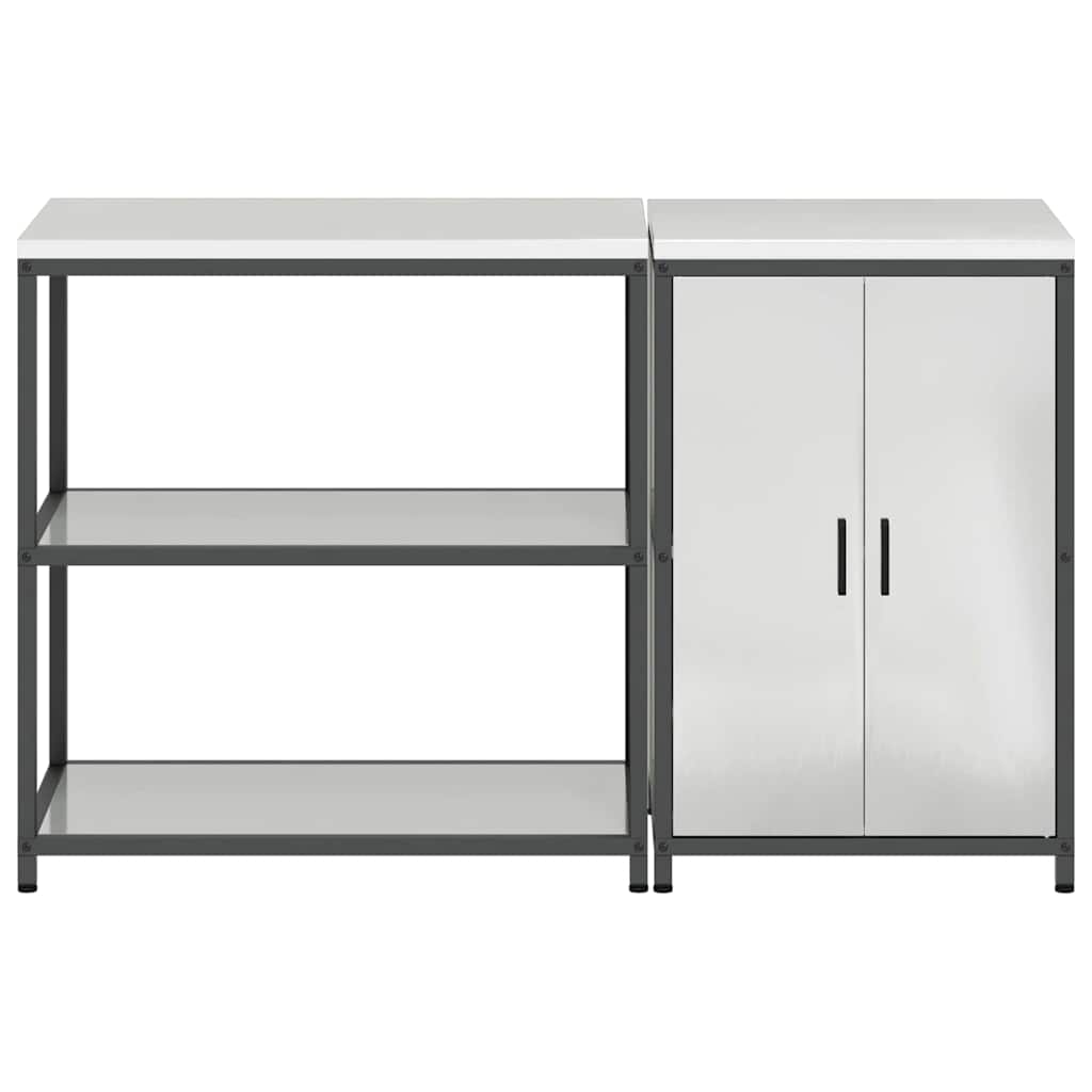Küchenlager-Set 2 pcs Silber 150 x 50 x 92 cm Verzinkter Stahl