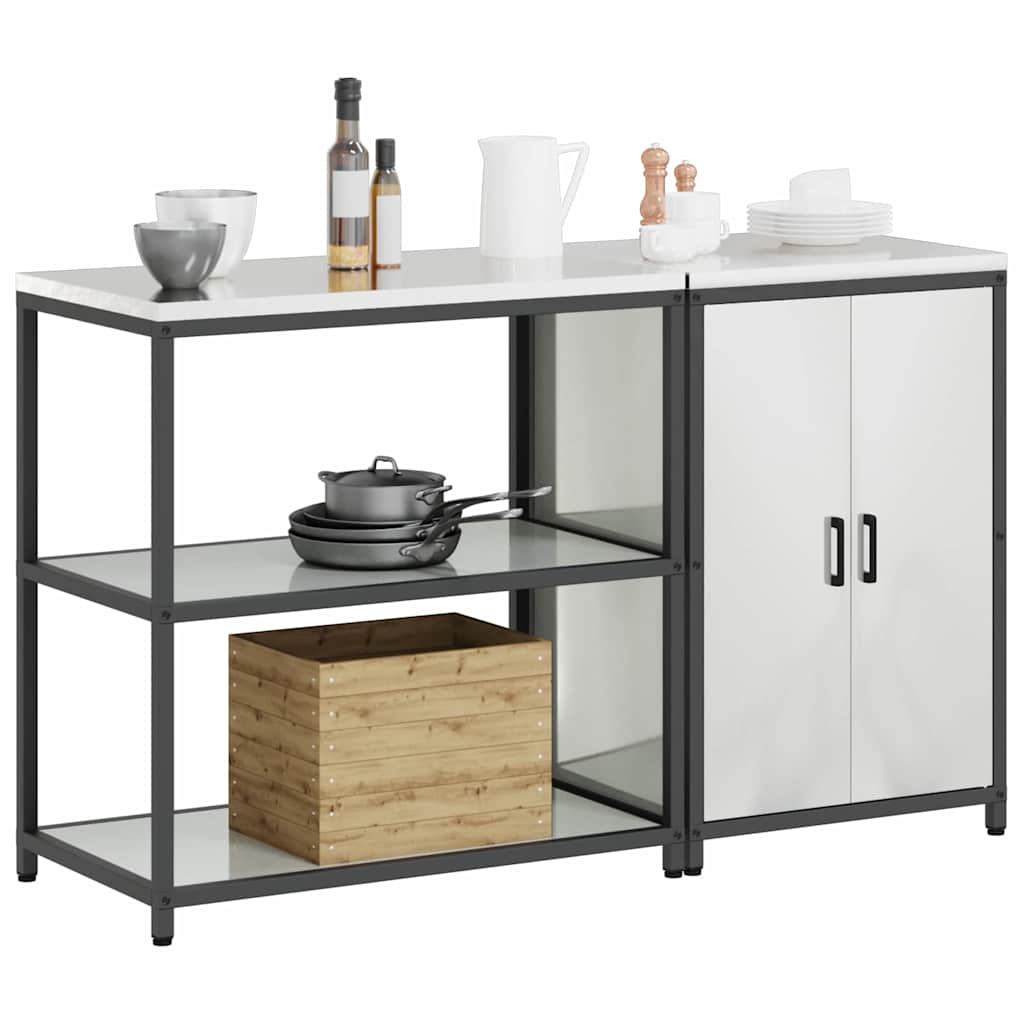 Küchenlager-Set 2 pcs Silber 150 x 50 x 92 cm Verzinkter Stahl