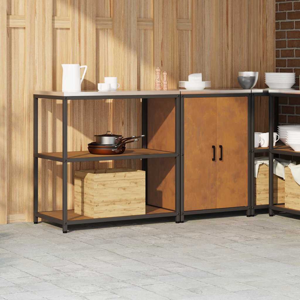 Küchenlager-Set mit Regal mit Tür 2 pcs Rostig 150 x 50 x 92 cm