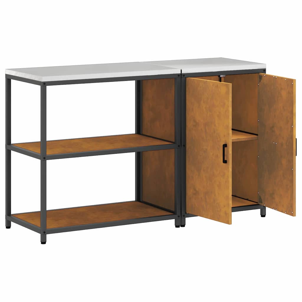 Küchenlager-Set mit Regal mit Tür 2 pcs Rostig 150 x 50 x 92 cm