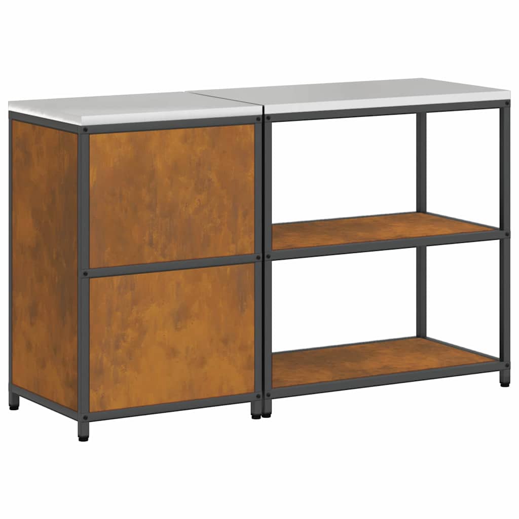 Küchenlager-Set mit Regal mit Tür 2 pcs Rostig 150 x 50 x 92 cm