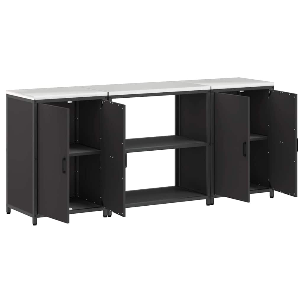 Küchenlager-Set mit Regal 3 pcs Schwarz 210 x 50 x 92 cm