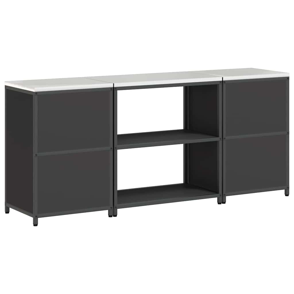 Küchenlager-Set mit Regal 3 pcs Schwarz 210 x 50 x 92 cm