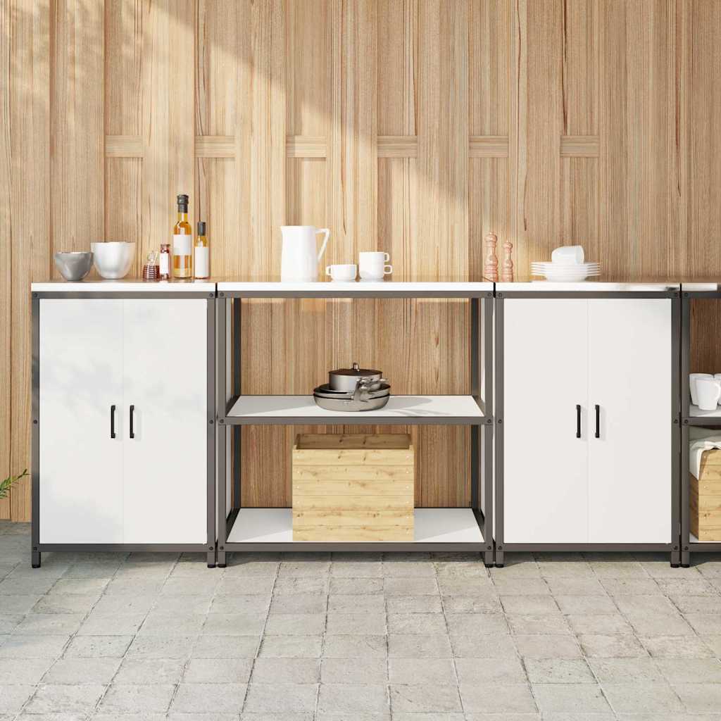 Küchenlager-Set 3 pcs Weiß 210 x 50 x 92 cm Kaltgewalzter Stahl