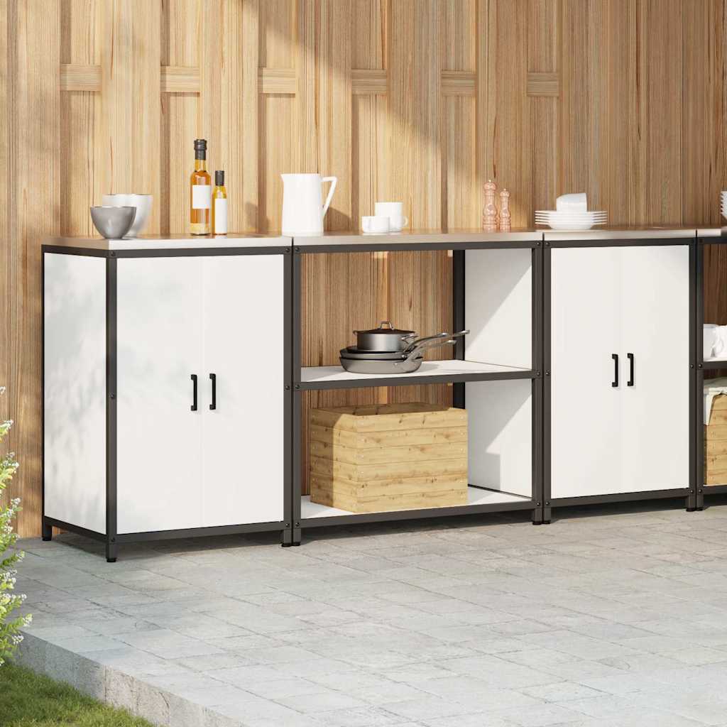 Küchenlager-Set 3 pcs Weiß 210 x 50 x 92 cm Kaltgewalzter Stahl
