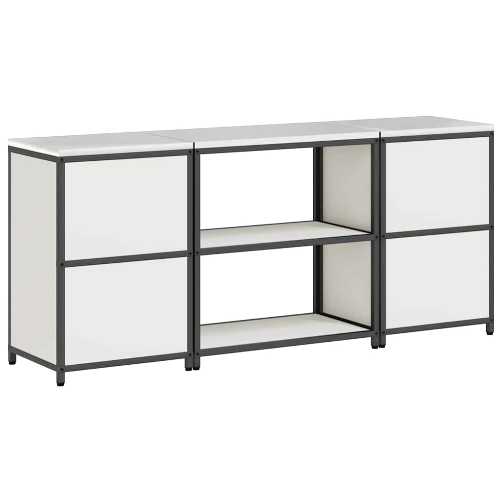 Küchenlager-Set 3 pcs Weiß 210 x 50 x 92 cm Kaltgewalzter Stahl