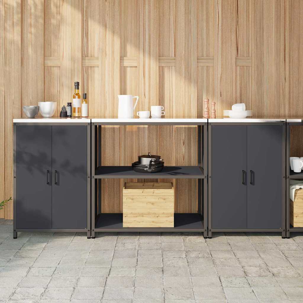 Küchenlager-Set mit Regal 3 pcs Anthrazit 210 x 50 x 92 cm