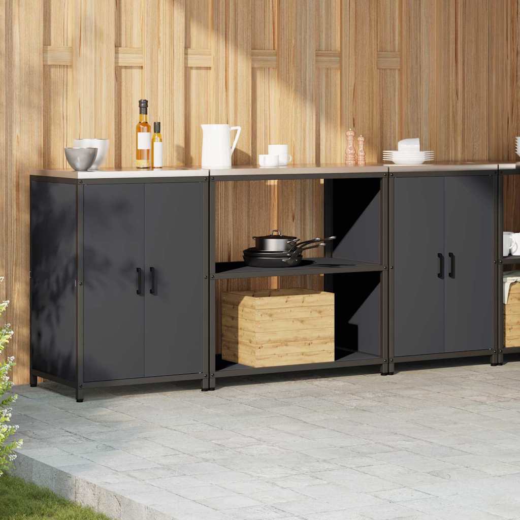 Küchenlager-Set mit Regal 3 pcs Anthrazit 210 x 50 x 92 cm