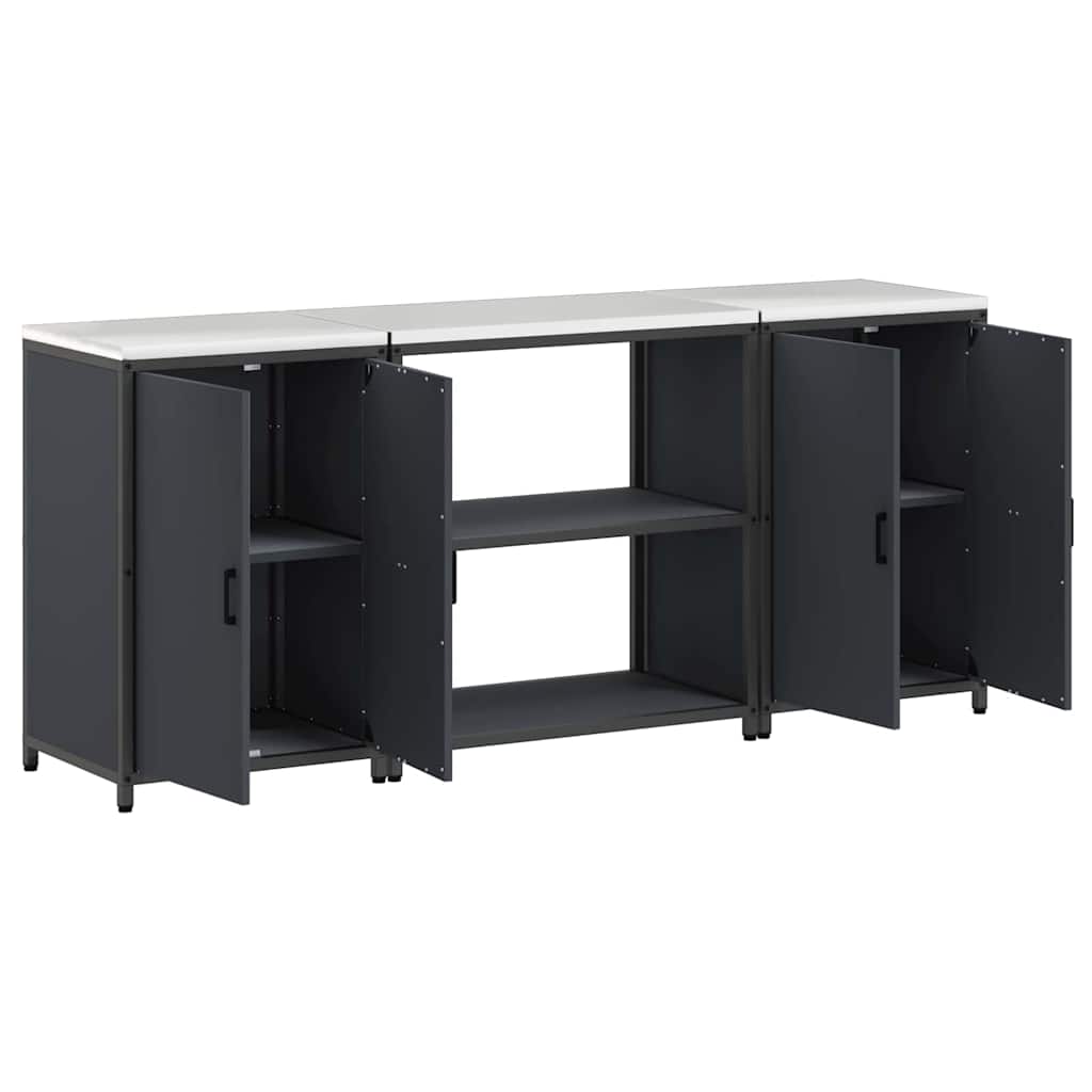 Küchenlager-Set mit Regal 3 pcs Anthrazit 210 x 50 x 92 cm
