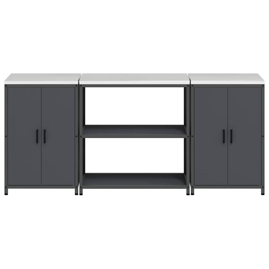 Küchenlager-Set mit Regal 3 pcs Anthrazit 210 x 50 x 92 cm