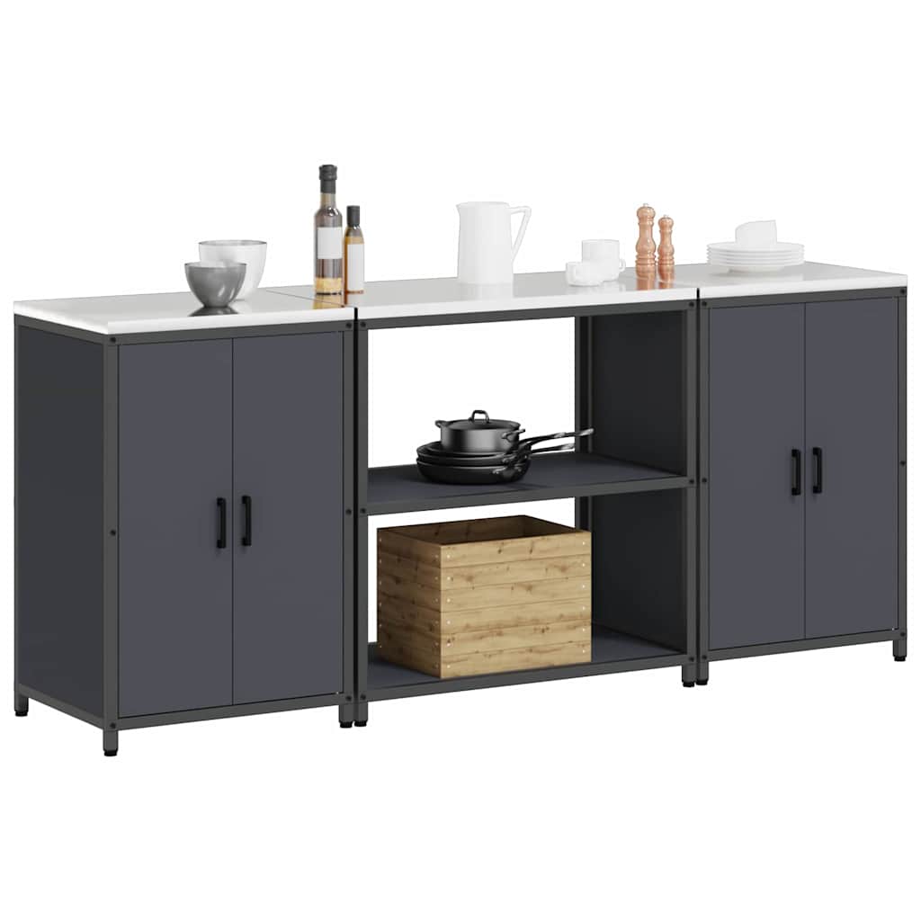 Küchenlager-Set mit Regal 3 pcs Anthrazit 210 x 50 x 92 cm