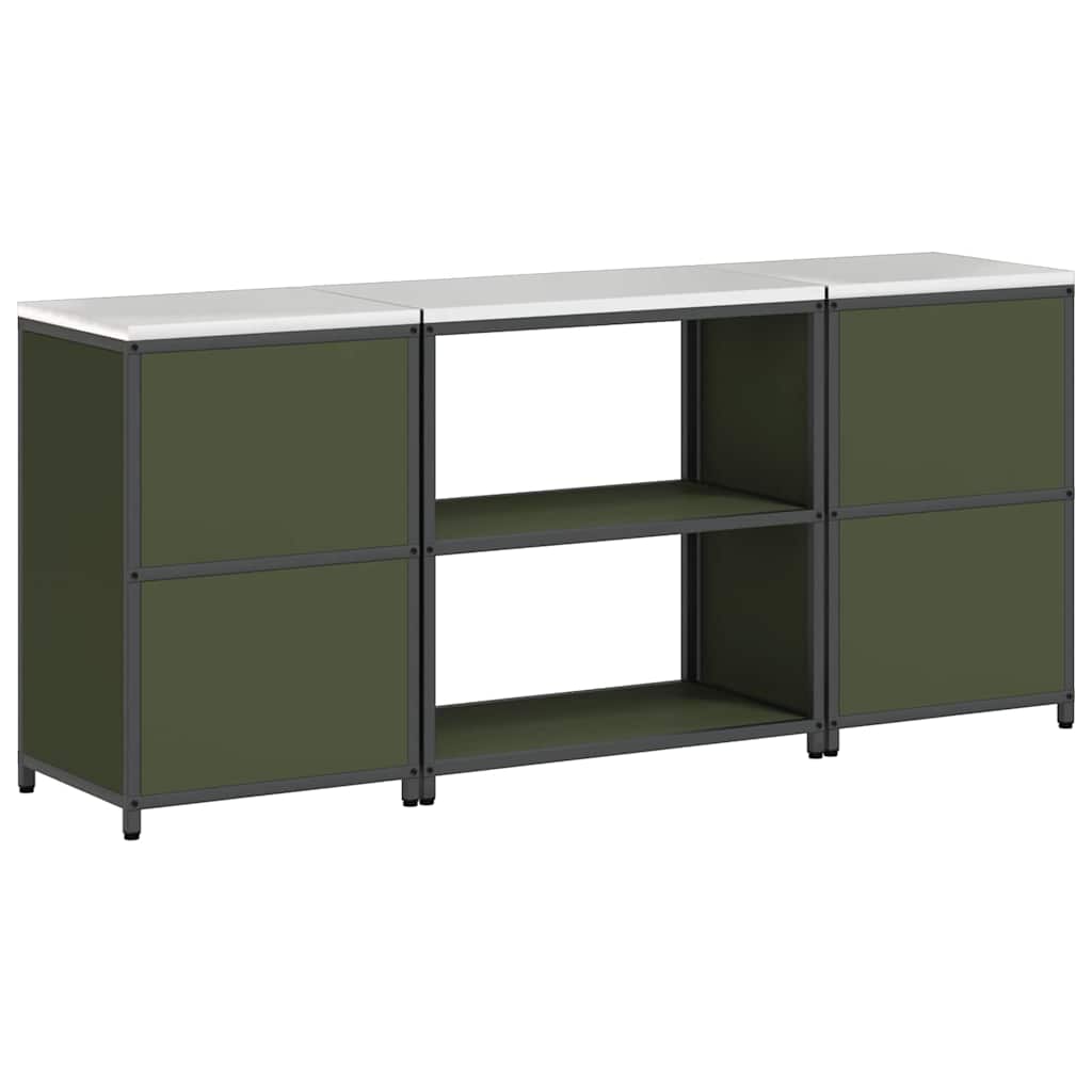 Küchenlager-Set mit Regal 3 pcs Olive Grün 210 x 50 x 92 cm