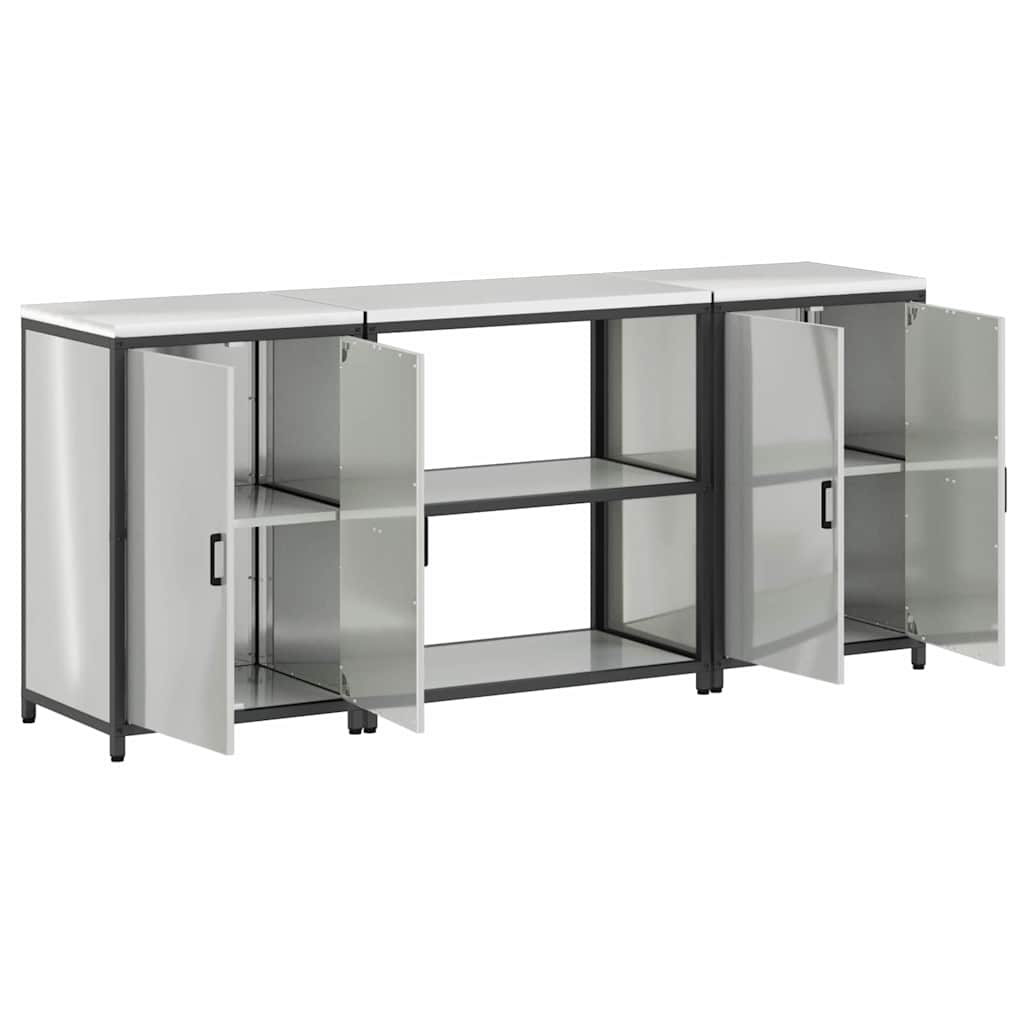 Küchenlager-Set 3 pcs Silber 210 x 50 x 92 cm Verzinkter Stahl