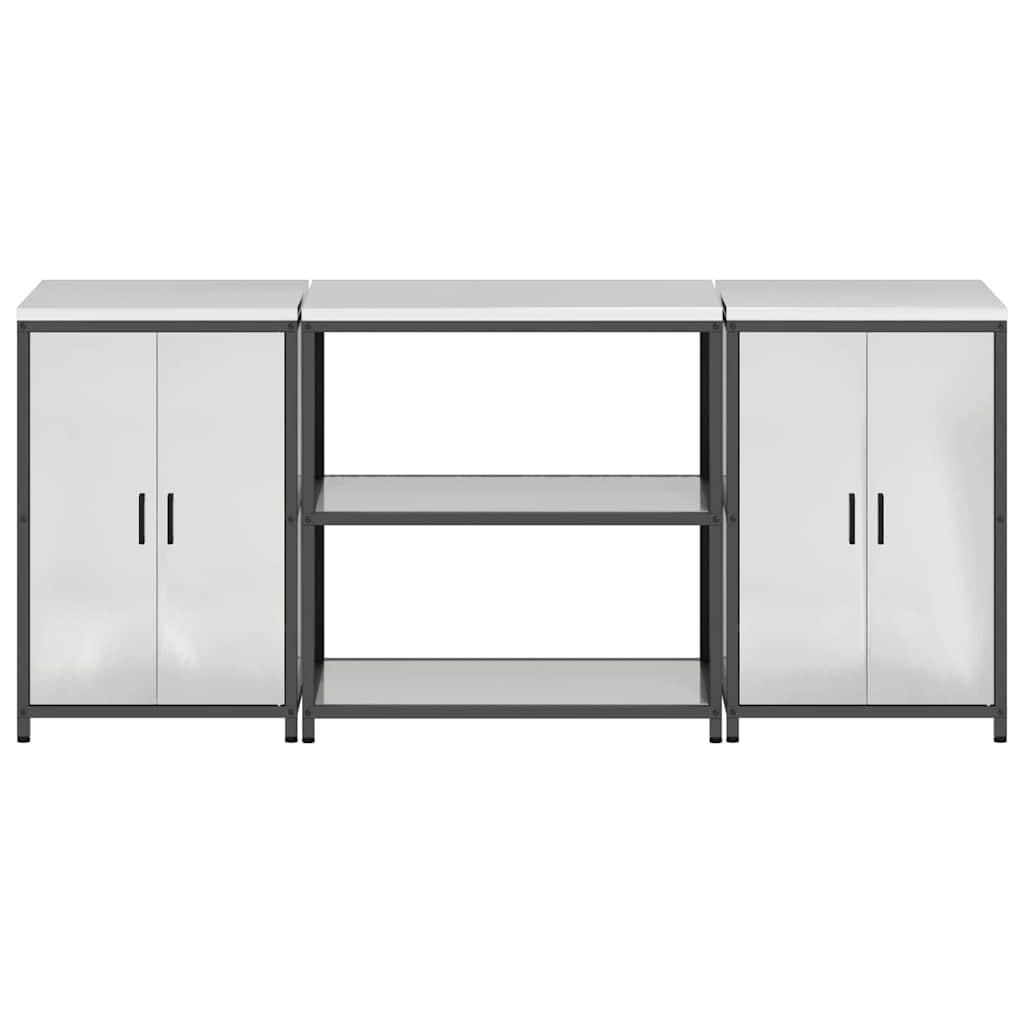 Küchenlager-Set 3 pcs Silber 210 x 50 x 92 cm Verzinkter Stahl