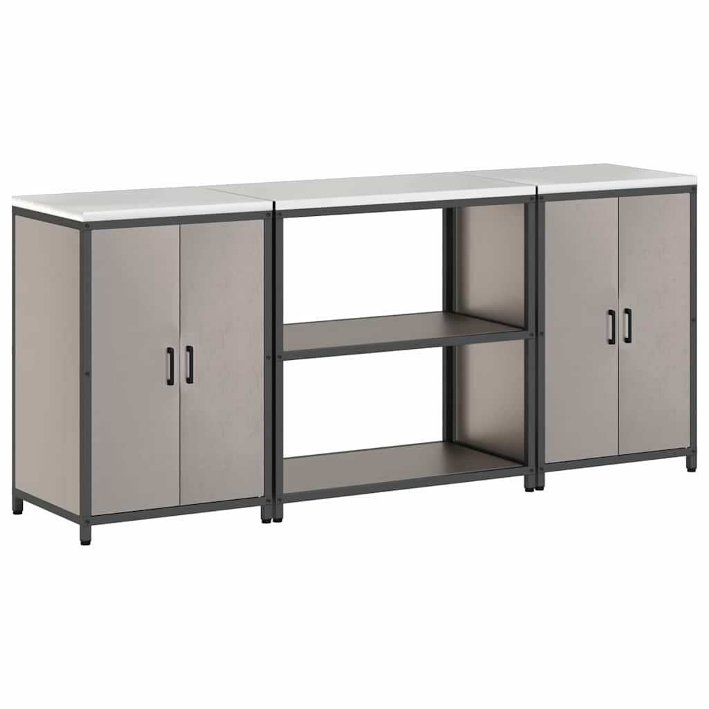 Küchenlager-Set mit Regal mit Tür 3 pcs Rostig 210 x 50 x 92 cm