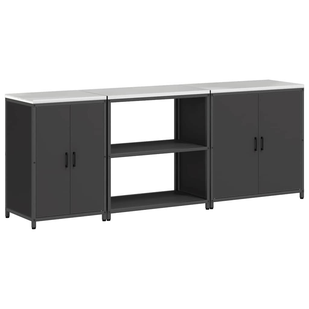 Küchenlager-Set mit Regal Other 3 pcs Schwarz 240 x 50 x 92 cm