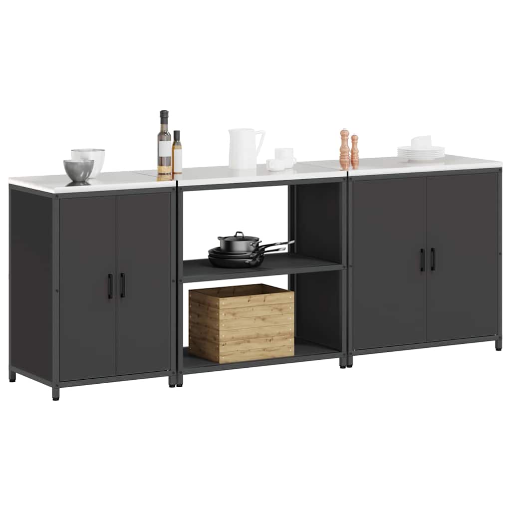 Küchenlager-Set mit Regal Other 3 pcs Schwarz 240 x 50 x 92 cm