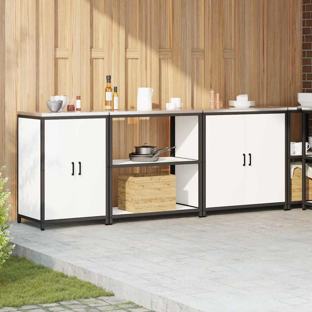 Küchenlager-Set 3 pcs Weiß 240 x 50 x 92 cm Kaltgewalzter Stahl