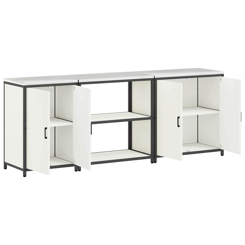 Küchenlager-Set 3 pcs Weiß 240 x 50 x 92 cm Kaltgewalzter Stahl