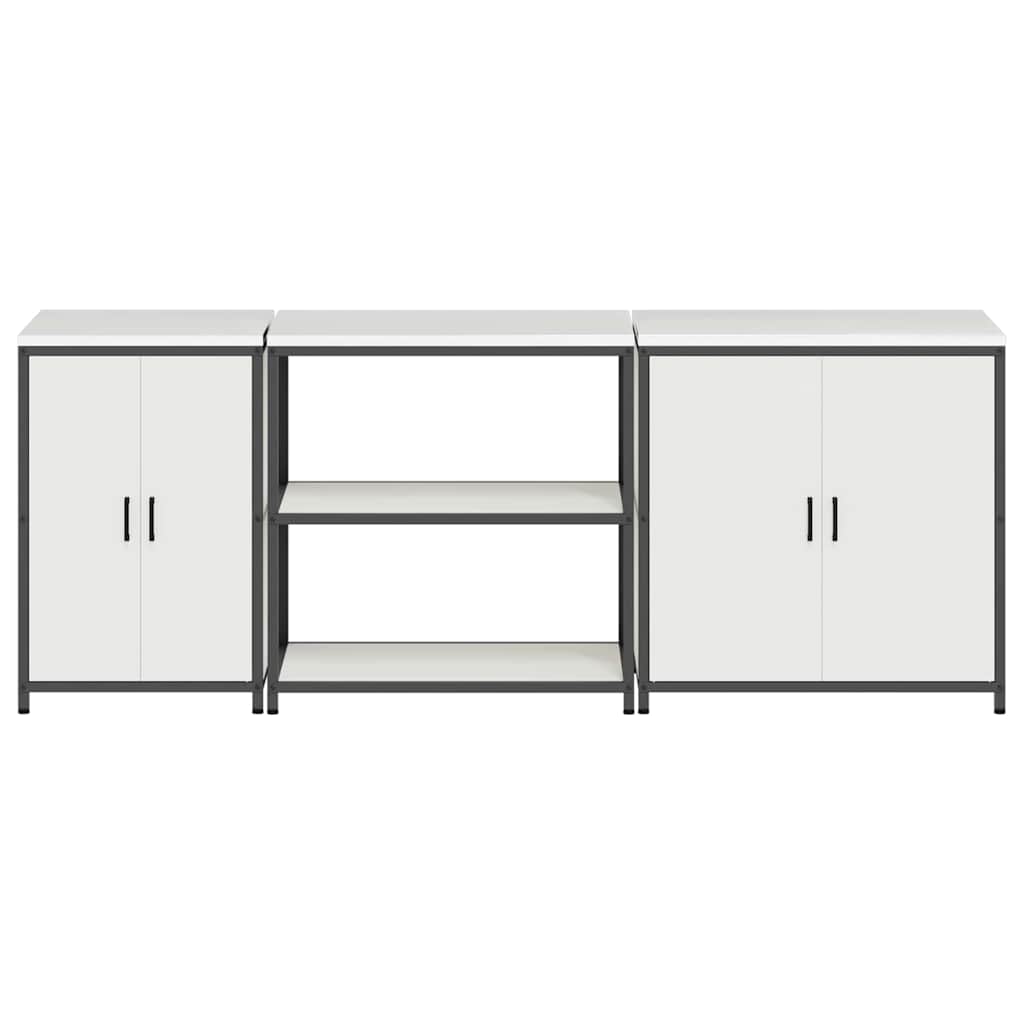 Küchenlager-Set 3 pcs Weiß 240 x 50 x 92 cm Kaltgewalzter Stahl
