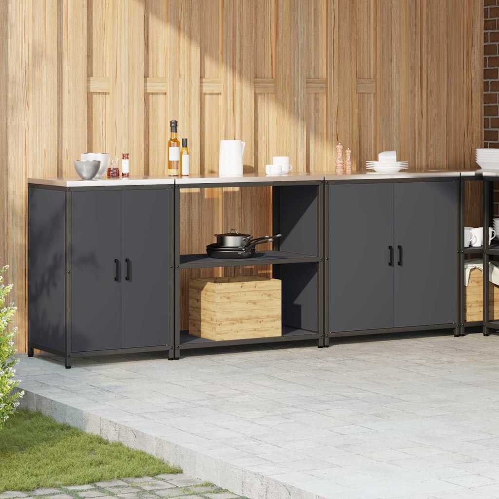 Küchenlager-Set mit Regal 3 pcs Anthrazit 240 x 50 x 92 cm
