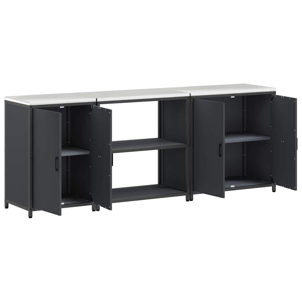 Küchenlager-Set mit Regal 3 pcs Anthrazit 240 x 50 x 92 cm