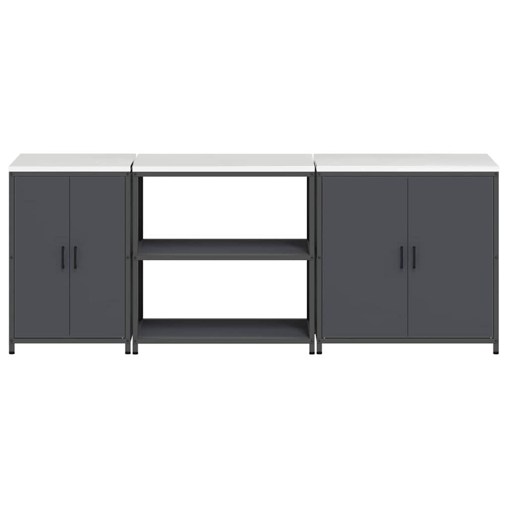Küchenlager-Set mit Regal 3 pcs Anthrazit 240 x 50 x 92 cm