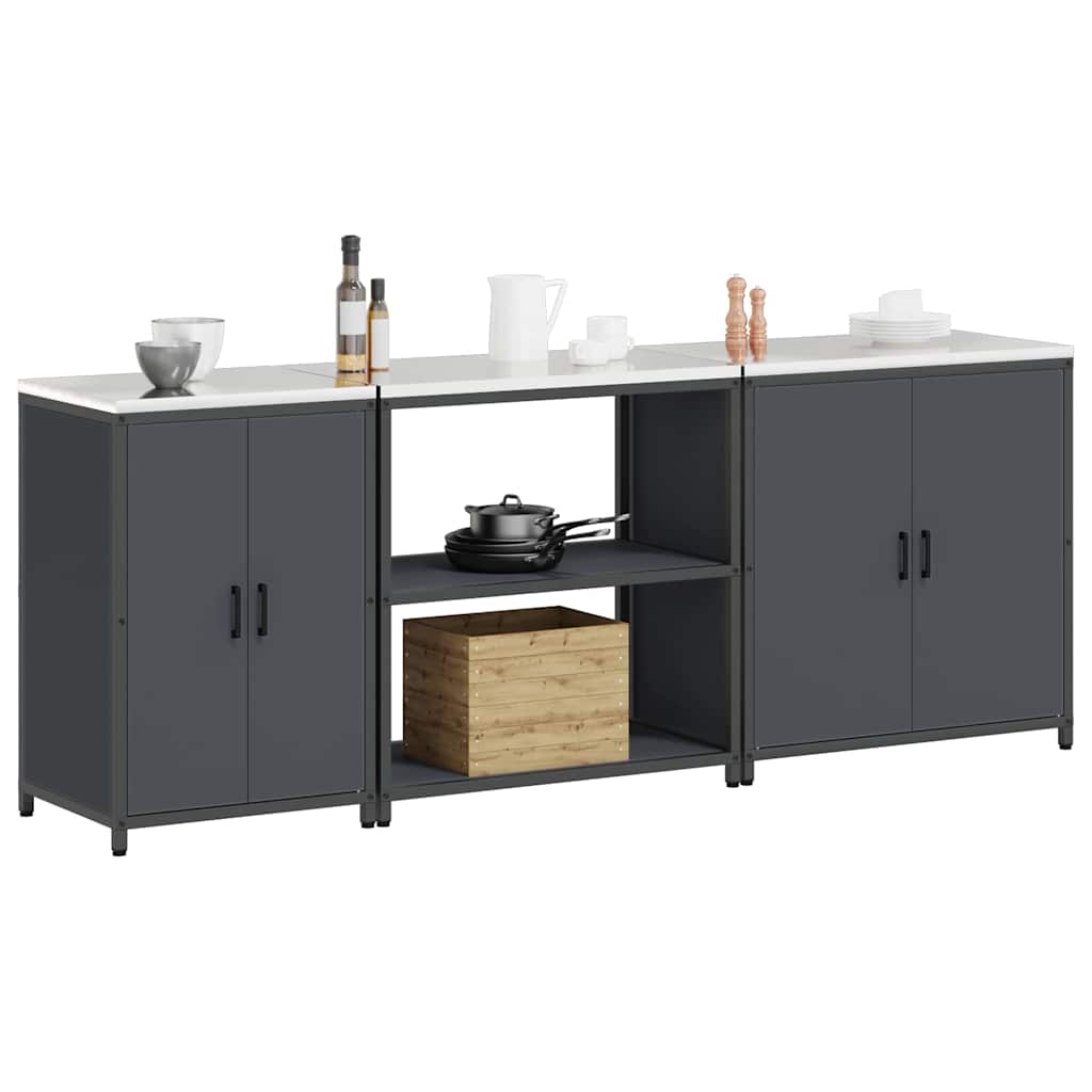 Küchenlager-Set mit Regal 3 pcs Anthrazit 240 x 50 x 92 cm