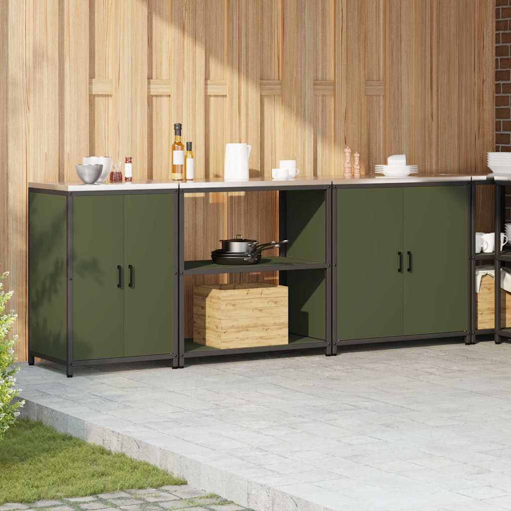 Küchenlager-Set mit Regal 3 pcs Olive Grün 240 x 50 x 92 cm