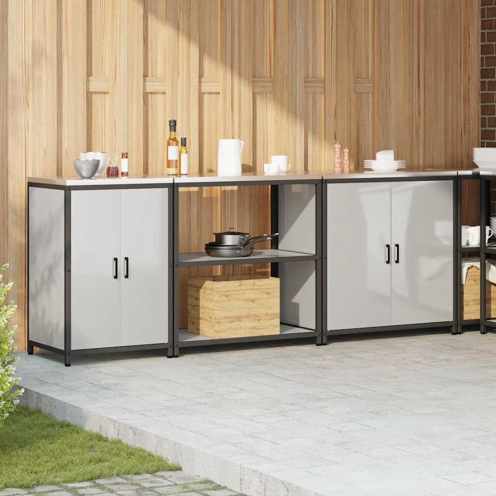Küchenlager-Set 3 pcs Silber 240 x 50 x 92 cm Verzinkter Stahl