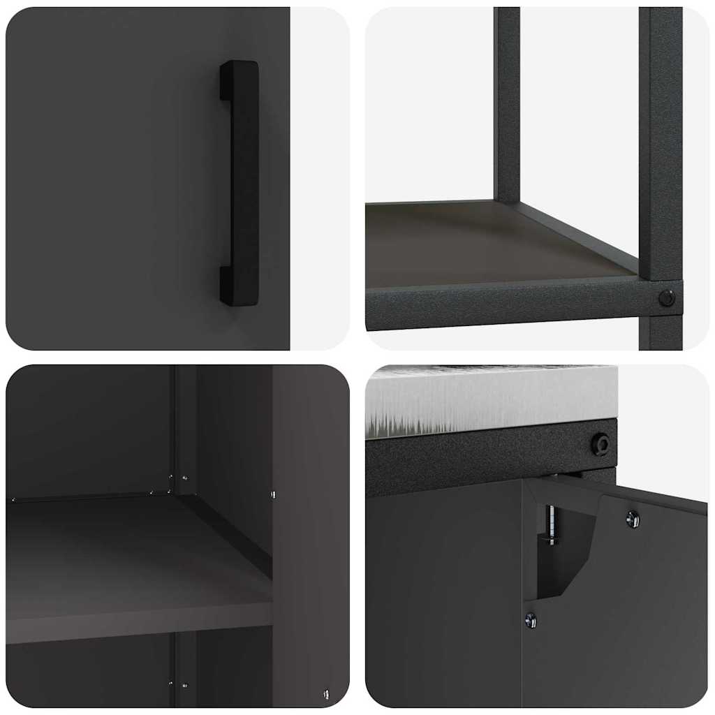 Küchenlager-Set mit Regal 2 pcs Schwarz 150 x 50 x 92 cm