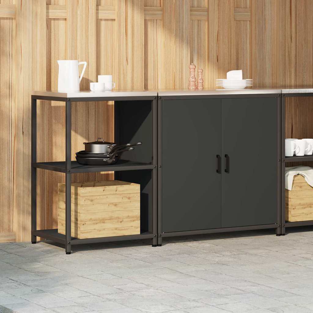 Küchenlager-Set mit Regal 2 pcs Schwarz 150 x 50 x 92 cm