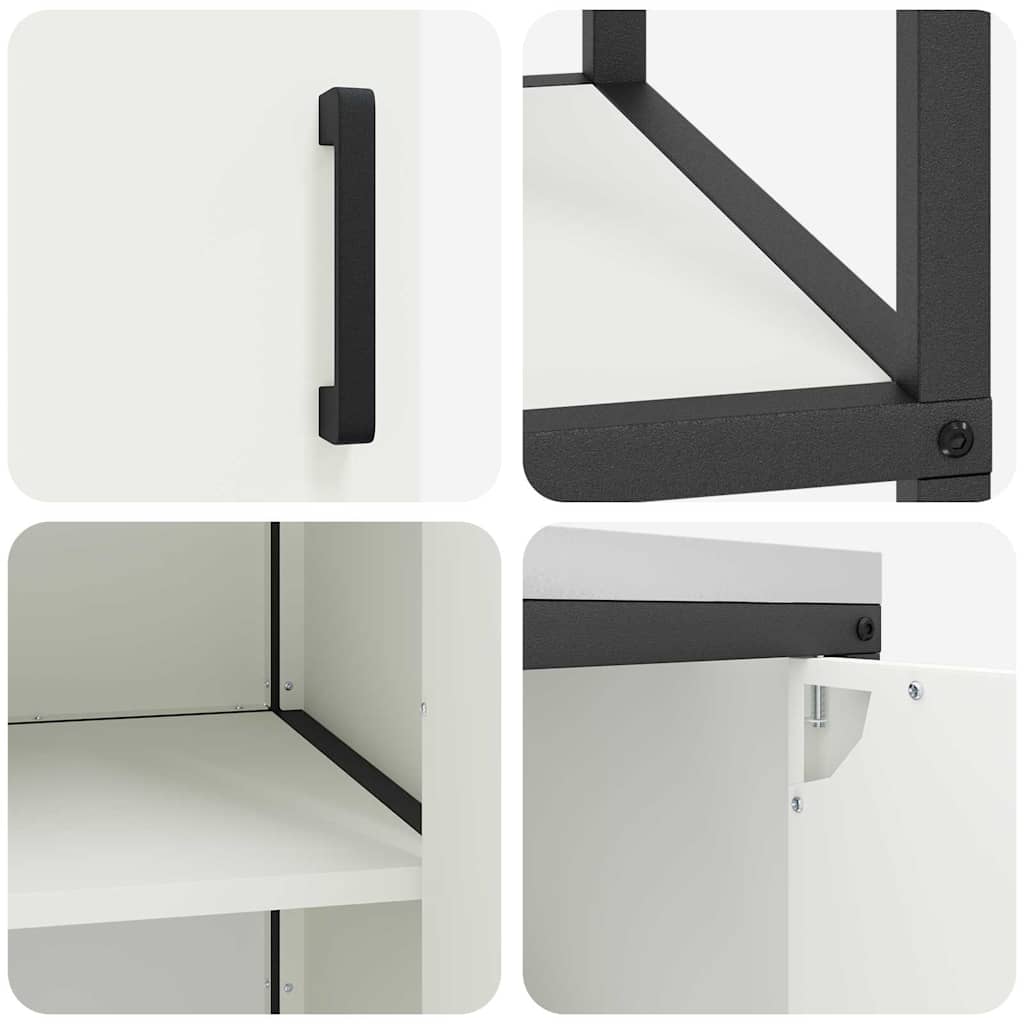 Küchenlager-Set 2 pcs Weiß 150 x 50 x 92 cm Kaltgewalzter Stahl