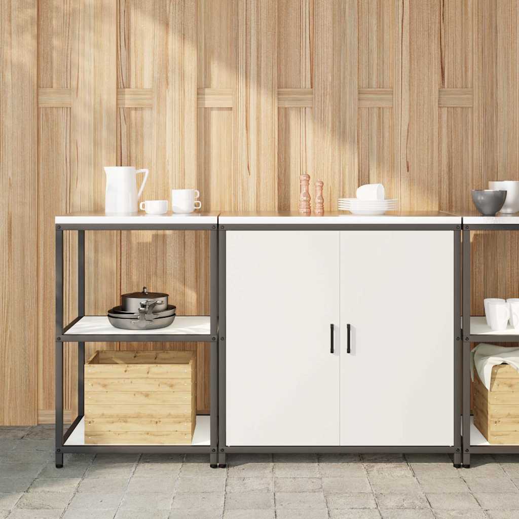 Küchenlager-Set 2 pcs Weiß 150 x 50 x 92 cm Kaltgewalzter Stahl