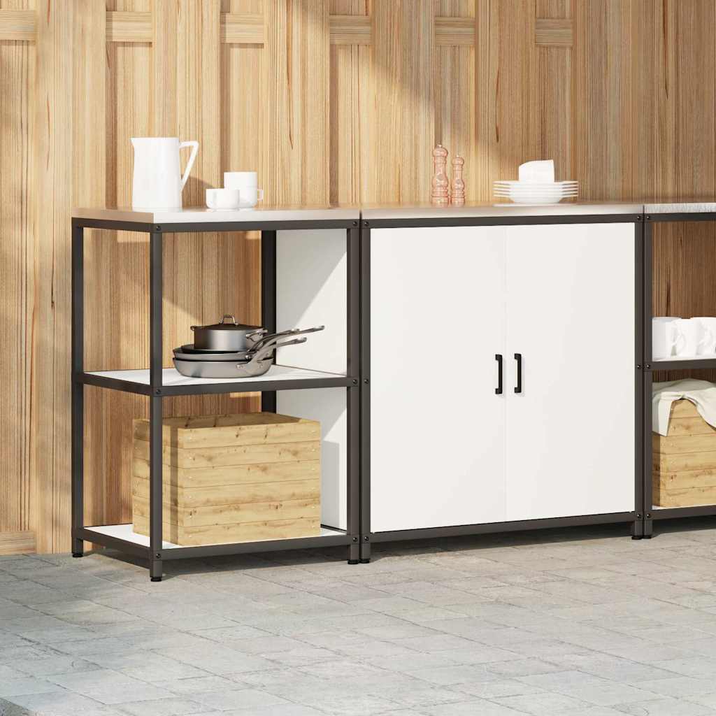 Küchenlager-Set 2 pcs Weiß 150 x 50 x 92 cm Kaltgewalzter Stahl
