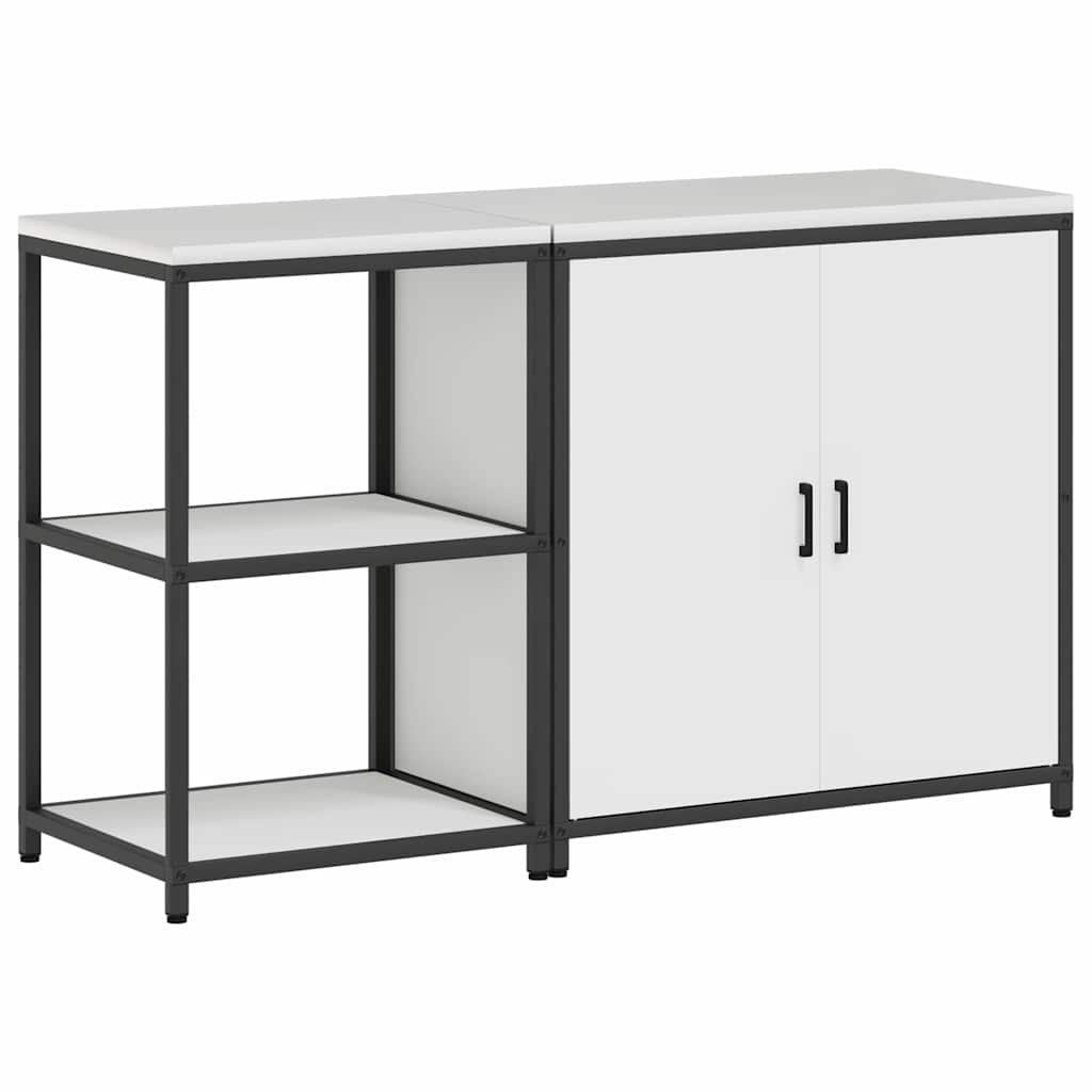 Küchenlager-Set 2 pcs Weiß 150 x 50 x 92 cm Kaltgewalzter Stahl