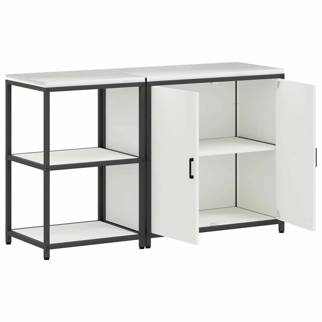 Küchenlager-Set 2 pcs Weiß 150 x 50 x 92 cm Kaltgewalzter Stahl
