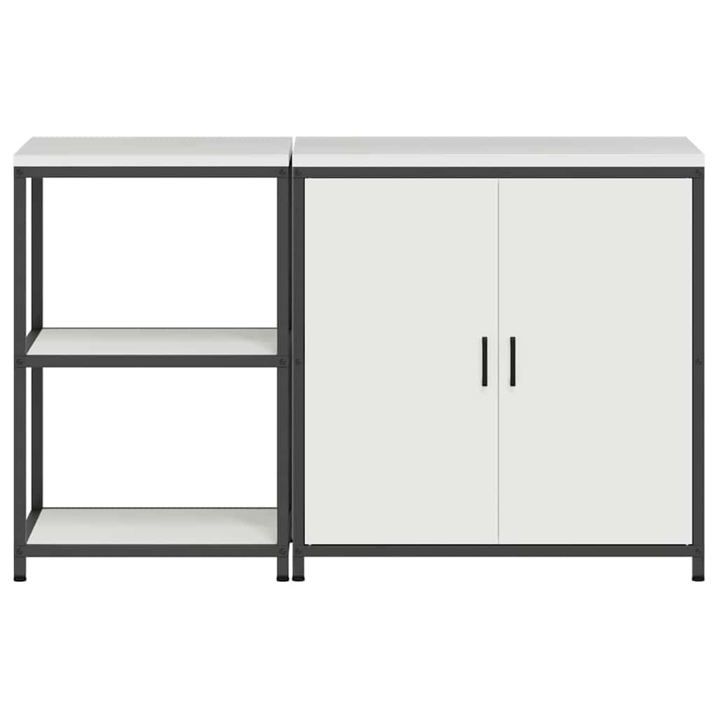 Küchenlager-Set 2 pcs Weiß 150 x 50 x 92 cm Kaltgewalzter Stahl