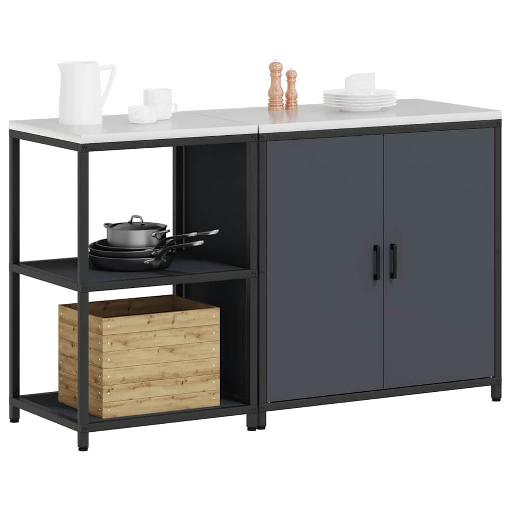 Küchenlager-Set mit Regal 2 pcs Anthrazit 150 x 50 x 92 cm
