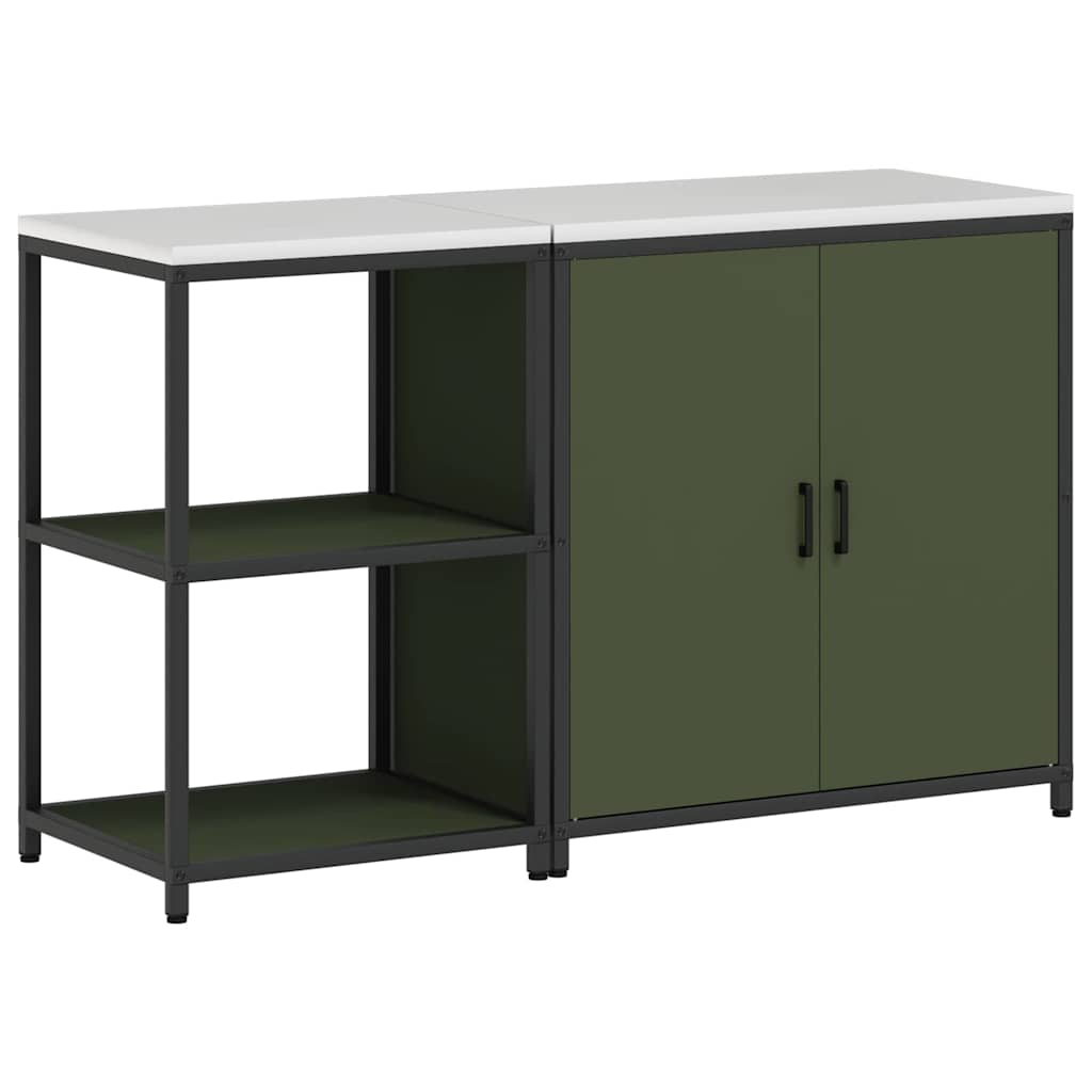 Küchenlager-Set mit Regal 2 pcs Olive Grün 150 x 50 x 92 cm