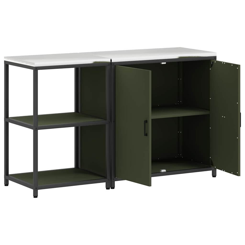 Küchenlager-Set mit Regal 2 pcs Olive Grün 150 x 50 x 92 cm